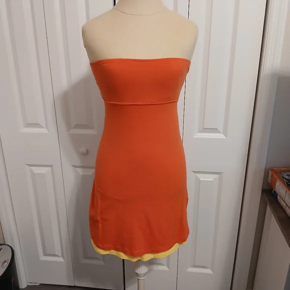 Vintage Early 2000s Y2K Victoria's Secret Strapless Cotton Bra Top Small Orange - Picture 1 of 6